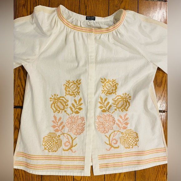2KOLYORY Blouse Embroidered Knyajna Milky, size M/L, white/gold/pink embroidery - Picture 3 of 6